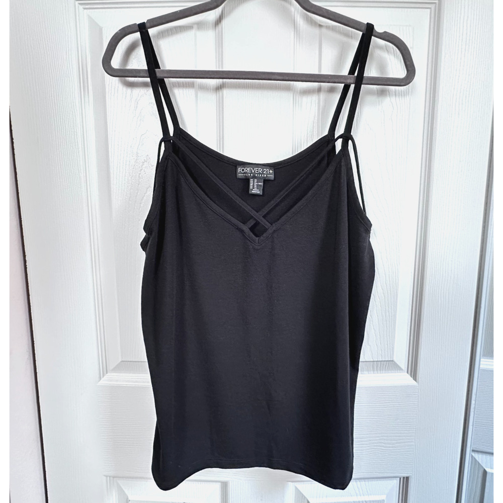 Forever 21 Womens 3X Black Strappy Criss Cross Spaghetti Strap Cami Tank Top Y2K